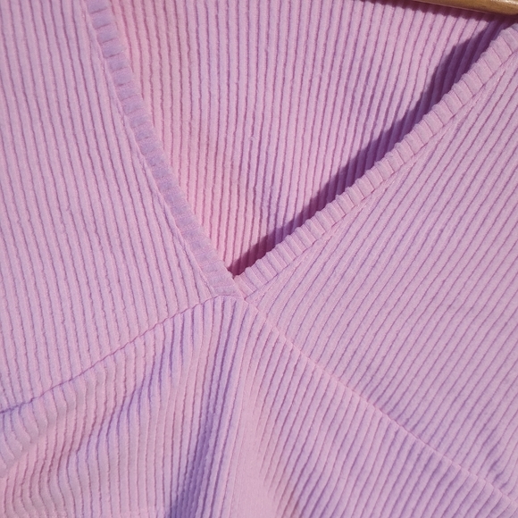 Wild Fable Pink Ribbed Long Sleeve Crop Top | Y2K Retro Minimalist - Picture 3 of 4